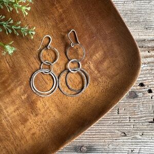 Stella & Dot Silver Hoop Dangle Earrings